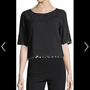 LoveShackFancy Sequin Trim Agatha Blouse EUC